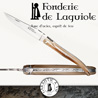 Fonderie de Laguiole BULL: Knife Legende 1012 - Blond Tip Horn handle - stainless blade 12C27 - hand guilloched spring - FORGED BULL hand cut and chiseled 