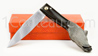 SANGLIER: Couteau CAPUCIN par Pierre Cognet - manche pointe de Corne noire sculpt�e main SANGLIER  lame forg�e acier carbone XC75 