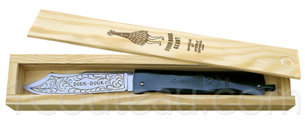 Douk-douk knife by Pierre Cognet - Geant 26cm DOUK-DOUK arm bronze handle forged XC75 carbon steel blade