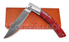 Couteau de poche Le Thiers manche CORAIL ROUGE par Pierre Cognet  lame forg�e acier Z70CD15 - mitre et platines inox 