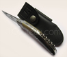 Couteau de poche STYLVER par Goyon-Chazeau - 1 mitre inox - pointe de corne flamm�e  �tui cuir noir pleine fleur port � la ceinture horizontal et vertical 