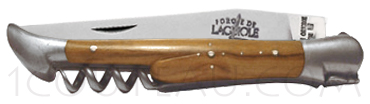 Forge de Laguiole knives, Folding knife with corkscrew  - Olive wood handle