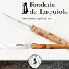 Fonderie de Laguiole: Knife Exception Cathar - stainless blade 12C27 SANDVIK - full Juniper handle - guilloched spring - FORGED bee in form of catharcross hand cut and engraved 