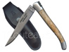 BIRCH - Thiers-Issard AUTHENTIQUE Laguiole knife with BRIGHT bee and spring FORGED and GUILLOCHED with HAND  12C27 BRIGHT stainless steel blade - 2 brushed stainless steel bolsters  BIRCH wood handle with Ebony plates - delivered with black leather sheath 